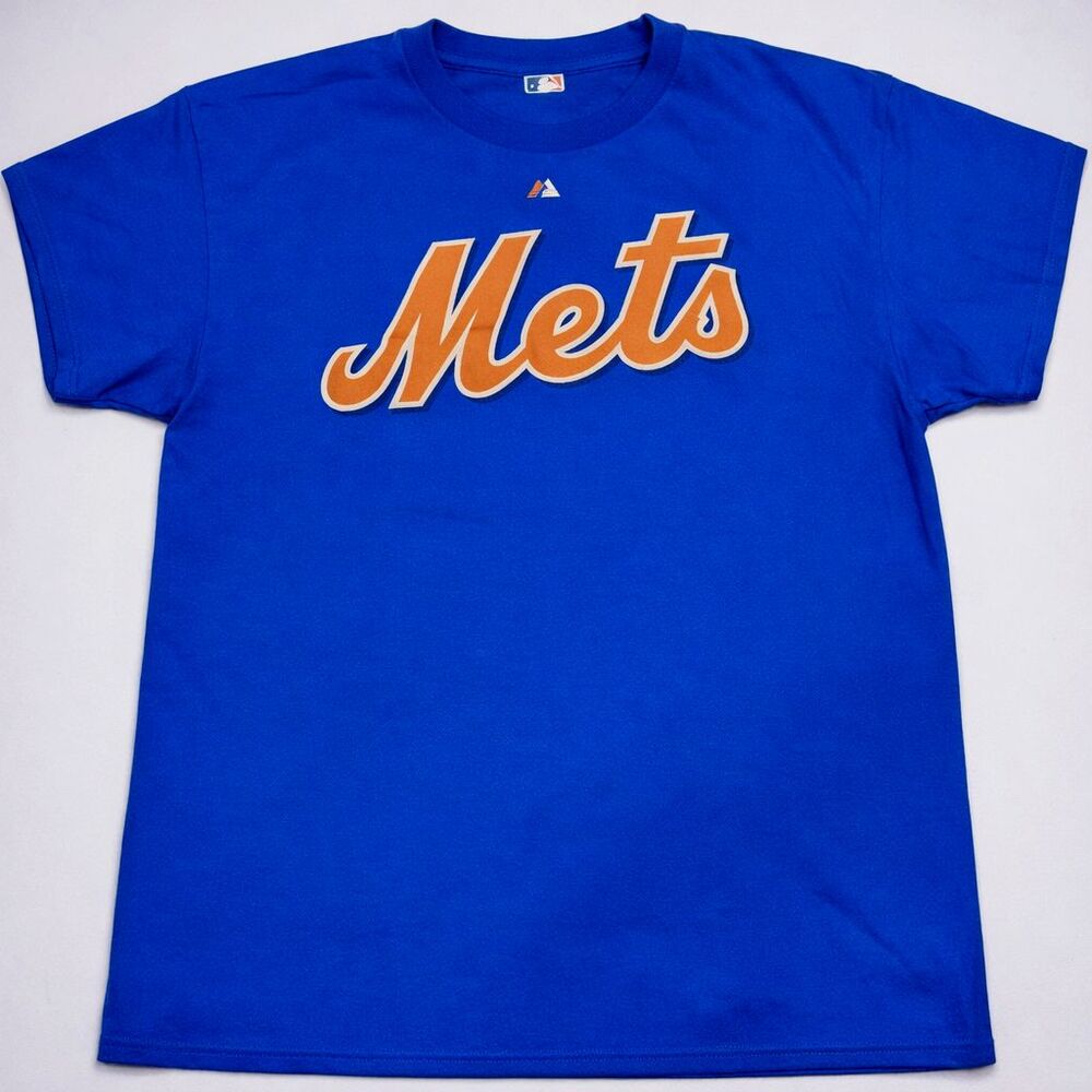 NY Mets David Wright #5 T-Shirt Men’s Large Blue Majestic MLB Double Sided